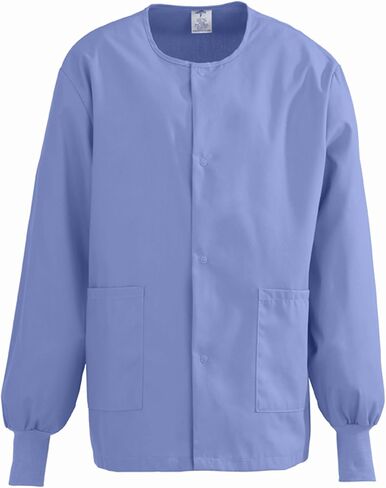 Medline ComfortEase Unisex Crew-Neck Warm Scrub Jacket with Knit Cuff, Emerald, Size Medium in Kuwait