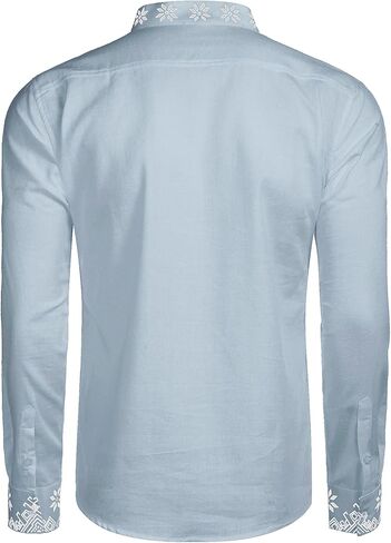 COOFANDY Men's Henley Shirt Long Sleeve Floral Print Casual Zip Up Cotton Linen Beach Shirts Hippie Ukrainian Shirt in Saudi Arabia