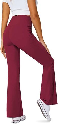 DLOODA Women's Flare Leggings with Pockets-Crossover High Waisted Bootcut Yoga Pants-Tummy Control Bell Bottom Leggings in Saudi Arabia