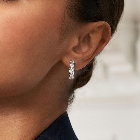 اقراط مرصعة بالماس عالي الكربون للنساء من جيريويز، لا تسبب الحساسية من الفضة الاسترليني عيار 925 على شكل حرف D، اقراط مرصعة بالماس دائرية الشكل مصنوعة في المختبر (فضي) in Kuwait