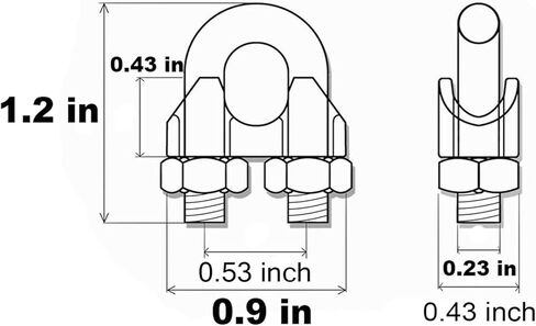 مشبك سلك بطول 1/8 بوصة من المعدن المقاوم للصدأ سلك حبل مشبك مشبك مشبك تثبيت 12 قطعة. in Kuwait