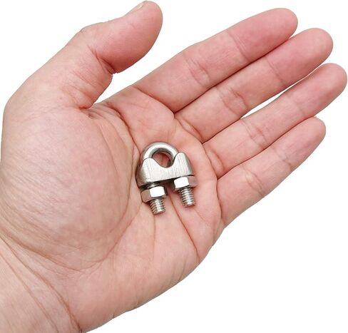 مشبك سلك بطول 1/8 بوصة من المعدن المقاوم للصدأ سلك حبل مشبك مشبك مشبك تثبيت 12 قطعة. in Kuwait