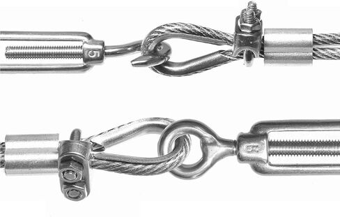 مشبك سلك بطول 1/8 بوصة من المعدن المقاوم للصدأ سلك حبل مشبك مشبك مشبك تثبيت 12 قطعة. in Kuwait