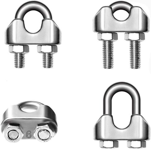 مشبك سلك بطول 1/8 بوصة من المعدن المقاوم للصدأ سلك حبل مشبك مشبك مشبك تثبيت 12 قطعة. in Kuwait