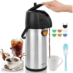 TOMAKEIT Airpot Coffee Carafe Thermal 3L(102 Oz) Insulated Stainless Steel Large Beverage Dispenser Lever Action For Hot/Cold Water in Saudi Arabia