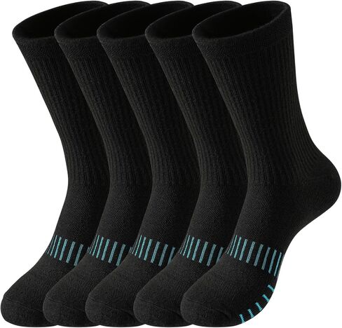 Shuyanly Men Sports Socks,Compression Crew Socks for Men Athletic Cshioned for Men Outdoor Running Hiking Work,Arch Support 5 Pairs in Saudi Arabia