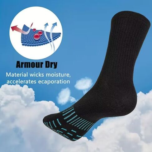 Shuyanly Men Sports Socks,Compression Crew Socks for Men Athletic Cshioned for Men Outdoor Running Hiking Work,Arch Support 5 Pairs in Saudi Arabia