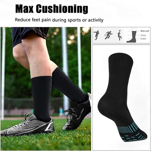 Shuyanly Men Sports Socks,Compression Crew Socks for Men Athletic Cshioned for Men Outdoor Running Hiking Work,Arch Support 5 Pairs in Saudi Arabia