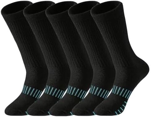 Shuyanly Men Sports Socks,Compression Crew Socks for Men Athletic Cshioned for Men Outdoor Running Hiking Work,Arch Support 5 Pairs in Saudi Arabia