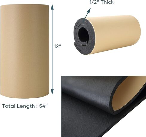 NATGAI Sponge Neoprene with Adhesive Foam Rubber Sheet 1/4" Thick X 12" Wide X 54" Long, Cut to Multiple Dimensions and Lengths - DIY, Gaskets, Cosplay, Costume, Crafts in Kuwait