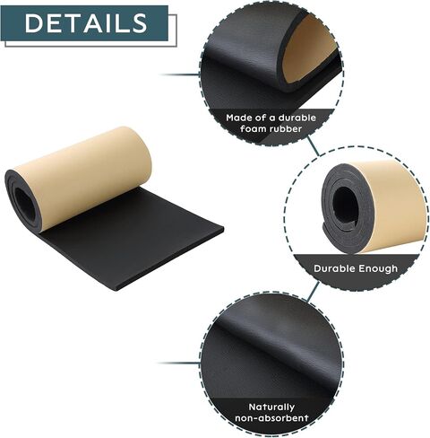NATGAI Sponge Neoprene with Adhesive Foam Rubber Sheet 1/4" Thick X 12" Wide X 54" Long, Cut to Multiple Dimensions and Lengths - DIY, Gaskets, Cosplay, Costume, Crafts in Kuwait