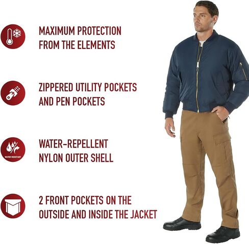 Rothco 17025 Enhanced Nylon MA-1 Flight Jacket Color : Black,Size : L in Saudi Arabia
