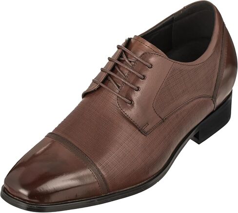 CALTO Men's Invisible Height Increasing Elevator Shoes - Premium Leather Lace-up Formal Oxfords - 3.2 Inches Taller in Saudi Arabia