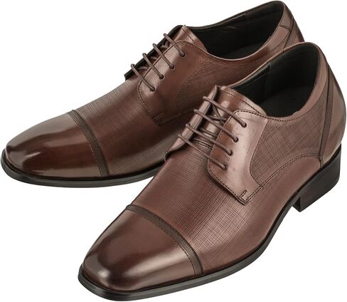 CALTO Men's Invisible Height Increasing Elevator Shoes - Premium Leather Lace-up Formal Oxfords - 3.2 Inches Taller in Saudi Arabia