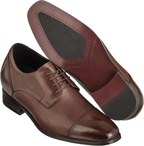 CALTO Men's Invisible Height Increasing Elevator Shoes - Premium Leather Lace-up Formal Oxfords - 3.2 Inches Taller in Saudi Arabia