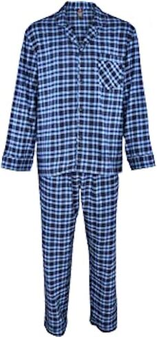 Hanes Men's 100% Cotton Flannel Plaid Pajama Top and Pant Set, Blue, XX-Large in Saudi Arabia