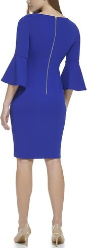 Calvin Klein Scuba Crepe Sheath with Bell Sleeves Ultramarine 10 in Saudi Arabia