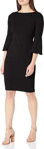 Calvin Klein Scuba Crepe Sheath with Bell Sleeves Ultramarine 10 in Saudi Arabia