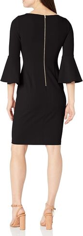 Calvin Klein Scuba Crepe Sheath with Bell Sleeves Ultramarine 10 in Saudi Arabia