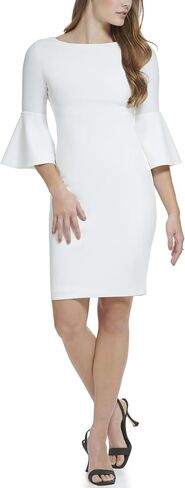 Calvin Klein Scuba Crepe Sheath with Bell Sleeves Ultramarine 10 in Saudi Arabia
