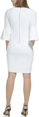 Calvin Klein Scuba Crepe Sheath with Bell Sleeves Ultramarine 10 in Saudi Arabia