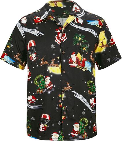 Christmas Shirts for Men Hawaiian Christmas Vacation Shirt Funny Christmas Button Down Shirts for Men Christmas Stripe 3XL in Saudi Arabia