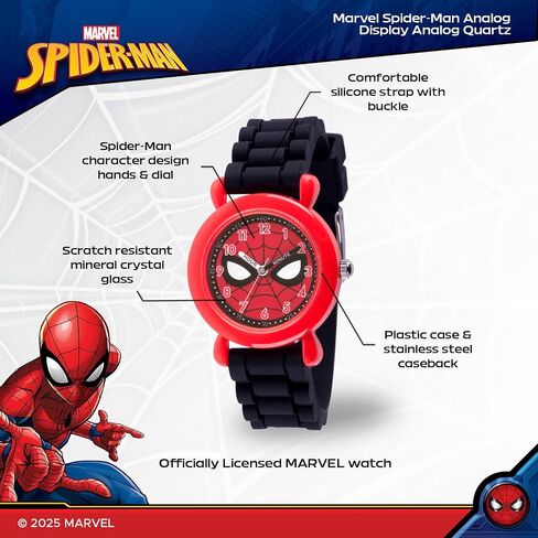 Marvel Spider-Man Kids' Plastic Time Teacher Analog Quartz Silicone Strap Watch in Saudi Arabia