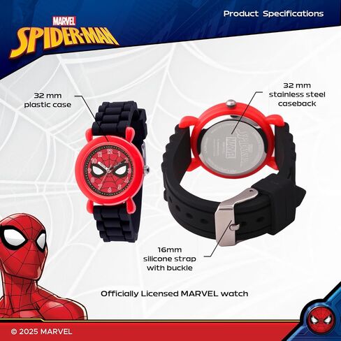 Marvel Spider-Man Kids' Plastic Time Teacher Analog Quartz Silicone Strap Watch in Saudi Arabia