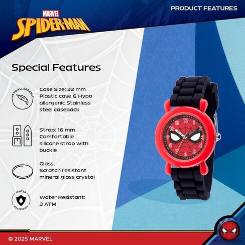 Marvel Spider-Man Kids' Plastic Time Teacher Analog Quartz Silicone Strap Watch in Saudi Arabia