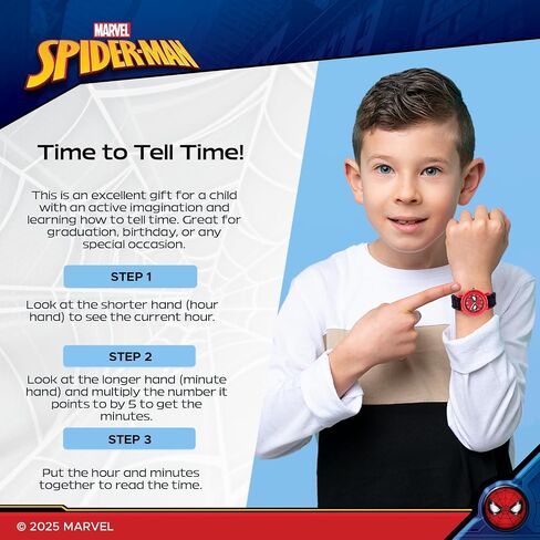Marvel Spider-Man Kids' Plastic Time Teacher Analog Quartz Silicone Strap Watch in Saudi Arabia