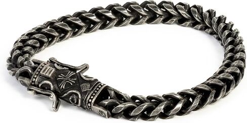 سوار NVR GVN The Unbroken Collection للرجال من الفولاذ المقاوم للصدأ، محارب عتيق معدني مقاس 8.25 بوصة، استحوذ على تاجك واطلب هدية العرش للزوج والابن والأب والصديق، سوار متين للرجال in Saudi Arabia