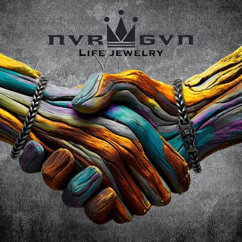 سوار NVR GVN The Unbroken Collection للرجال من الفولاذ المقاوم للصدأ، محارب عتيق معدني مقاس 8.25 بوصة، استحوذ على تاجك واطلب هدية العرش للزوج والابن والأب والصديق، سوار متين للرجال in Saudi Arabia