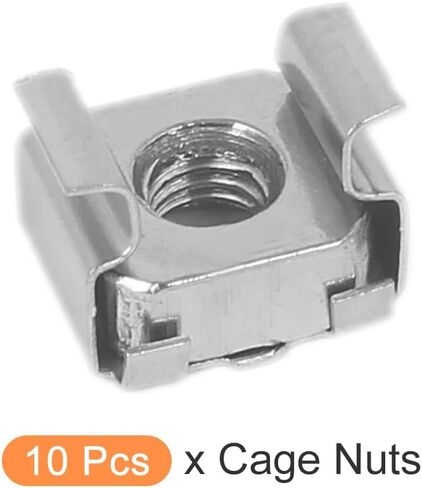 METALLIXITY Cage Nuts (M4x10mm) 20Pcs, Stainless Steel Rack Mount Square Hole Hardware Cage Nuts - for Server Rack Cabinet Shelve, Silver Tone in Kuwait