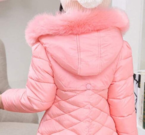 Miss Bei Girls' Puffer Down Coat Winter Jacket Parka Down Coat Overcoat with Fur Hood pure pink 160CM in Kuwait