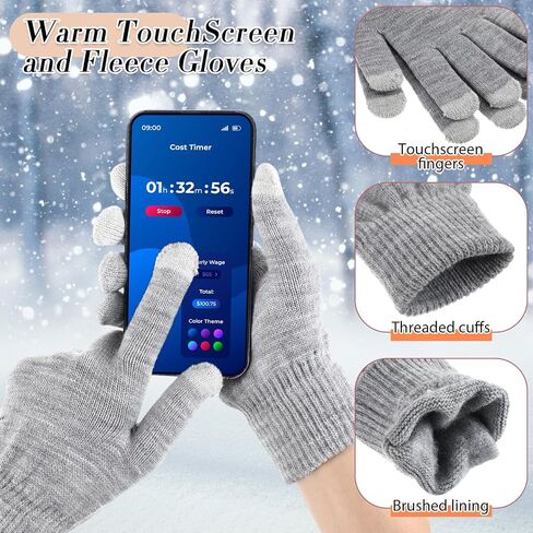 Wesiti 32 Pcs Winter Hat Scarf Gloves Sets Women Warm Fleece Lined Knit Ladies Cap Neck Scarf Touch Screen Gloves with Socks (Classic Style) in Saudi Arabia