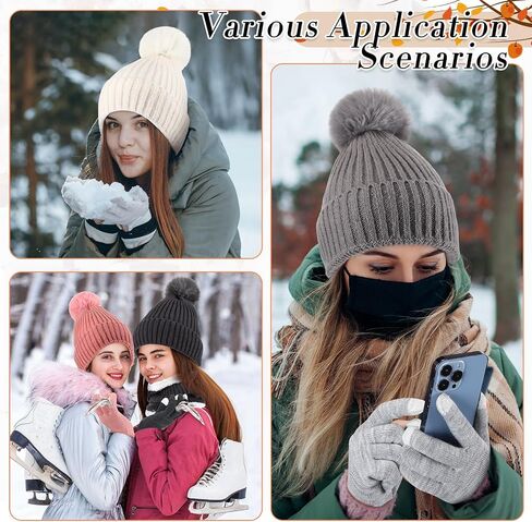 Wesiti 32 Pcs Winter Hat Scarf Gloves Sets Women Warm Fleece Lined Knit Ladies Cap Neck Scarf Touch Screen Gloves with Socks (Classic Style) in Saudi Arabia