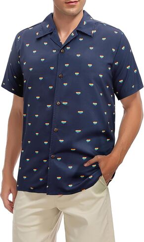 Hawaiian Shirt for Men Short Sleeve Beach Tropical Summer Vacation Shirt Casual Button Down Aloha Shirt Fruit Parrot 3XL in Saudi Arabia