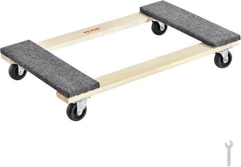 VEVOR Furniture Dolly, 1000 lbs Load Capacity, 18" x 30", 4 x 3 PP Swivel Casters, Heavy Duty Hardwood Furniture Moving Dolly, Mover's Dolly, Moving Cart with Wheels for Heavy Furniture, Two Pack in Kuwait