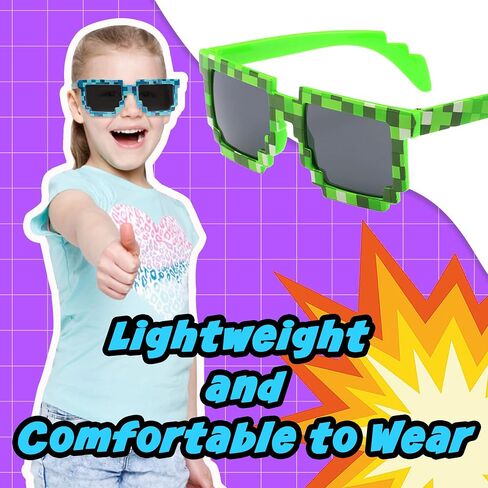 kilofly 4pc 8-Bit Pixel UV Protect Gamer Sunglasses Adult Kids Party Favors in Saudi Arabia