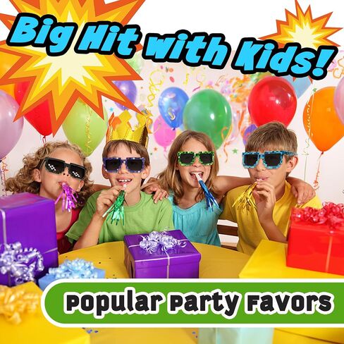 kilofly 4pc 8-Bit Pixel UV Protect Gamer Sunglasses Adult Kids Party Favors in Saudi Arabia