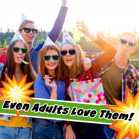 kilofly 4pc 8-Bit Pixel UV Protect Gamer Sunglasses Adult Kids Party Favors in Saudi Arabia