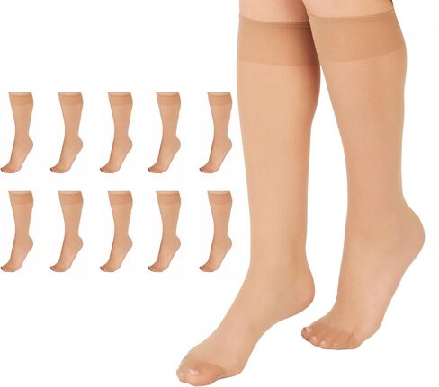L'eggs womens 10 Pair Everyday Reinforced Toe Knee Highs Pantyhose, Off Black, One Size US in Saudi Arabia