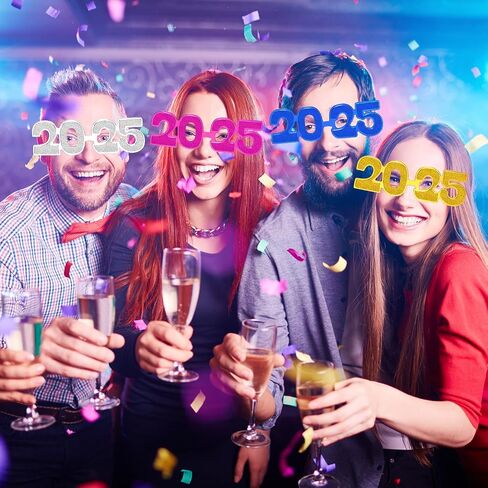 Kanayu 6 Pcs 2024 Glasses 2024 Glitter New Year Eve Glasses 2024 Number Eyeglasses New Year's Eve Props Fancy Funny Sunglasses for New Years Party Supplies Photo Props Gold Silver Black in Saudi Arabia