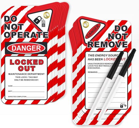 Lockout Tagout Tags - 25 Pack Danger Do Not Operate Lockout Tags, 30 mil Vinyl Lock Out Tags for Equipment, Plastic Loto Tags for Lock Out Tag Out, Red Premium Lock Out Tagout Tags with Zip Ties in Kuwait