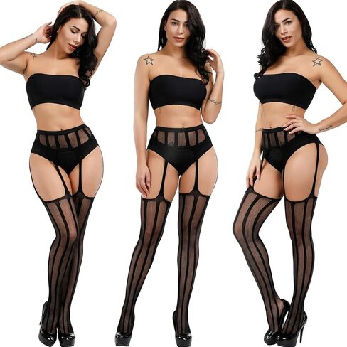 DRESHOW 6 Pack Fishnet Garter Belt Stocking Suspender Pantyhose Tights Thigh High Pantyhose in Saudi Arabia