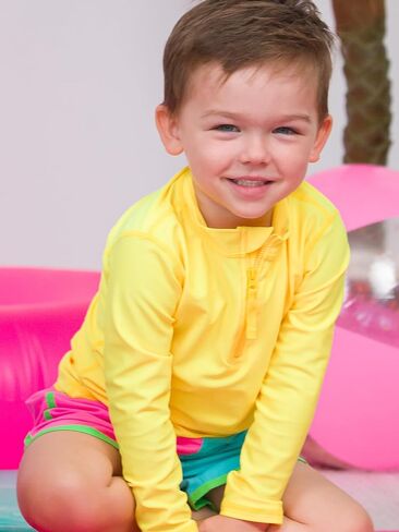 RUGGEDBUTTS® Baby/Toddler Boys Banana Yellow Long Sleeve Rash Guard - 3-6m in Saudi Arabia