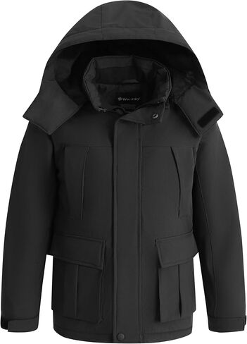 wantdo Boys' Waterproof Ski Jacket Warm Winter Jacket Coat with Removable Faux Fur Hood in Saudi Arabia