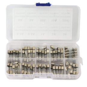 100PCS/Kit 5X20MM Fast-Blow Glass Fuses Assorted Kit 250V Ampere 0.2A 0.5A 1A 2A 3A 5A 8A 10A 15A 20A Tube Fuses with Plastic Box