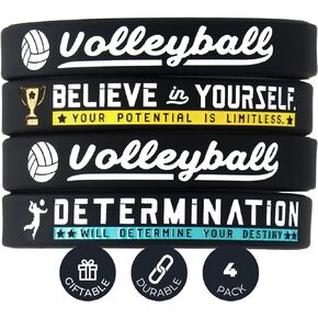 Inkstone Volleyball Silicone Bracelets with Motivational Sports Quotes Rubber Wristbands