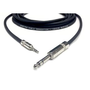 50 Foot Pro Audio 1/4 inch (6.35mm) TRS to 1/8 inch (3.5mm) TRS Balanced Cable by Custom Cable Connection